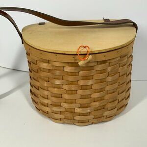 Woven Birch Slat Basket Purse Handmade Wicker Shoulder Bag Fishing Creel ManCave